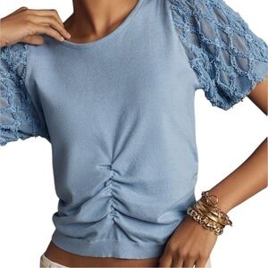 Anthropologie Ruched Short Sleeve Sweater NWT